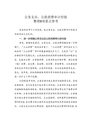 公务支出、公款消费审计经验整理8项重点参考.docx