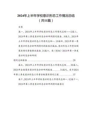 （11篇）2024年上半年学校意识形态工作情况总结(最新精选).docx