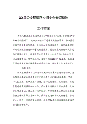 XX县公安局道路交通安全专项整治工作方案.docx