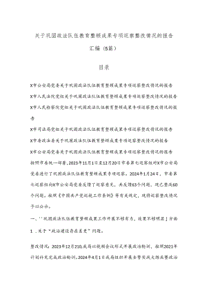 （5篇）关于巩固政法队伍教育整顿成果专项巡察整改情况的报告汇编.docx