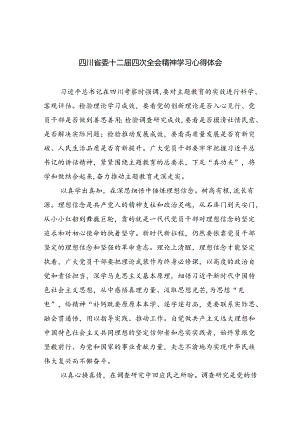 四川省委十二届四次全会精神学习心得体会范文精选(9篇).docx