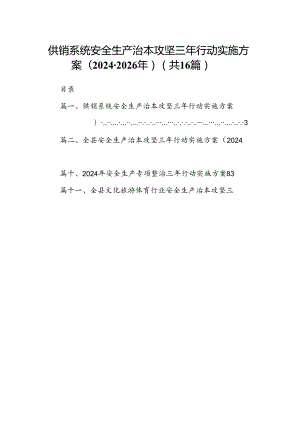 供销系统安全生产治本攻坚三年行动实施方案(2024-2026年)16篇（精选）.docx