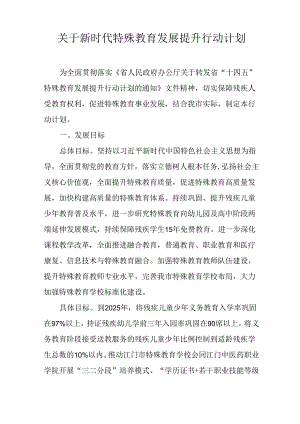 关于新时代特殊教育发展提升行动计划.docx