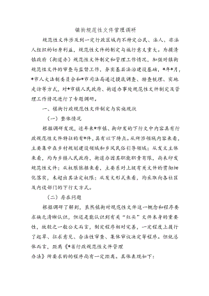 镇街规范性文件管理调研.docx