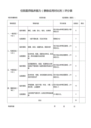 住院医师临床能力（静脉应用对比剂）评分表.docx