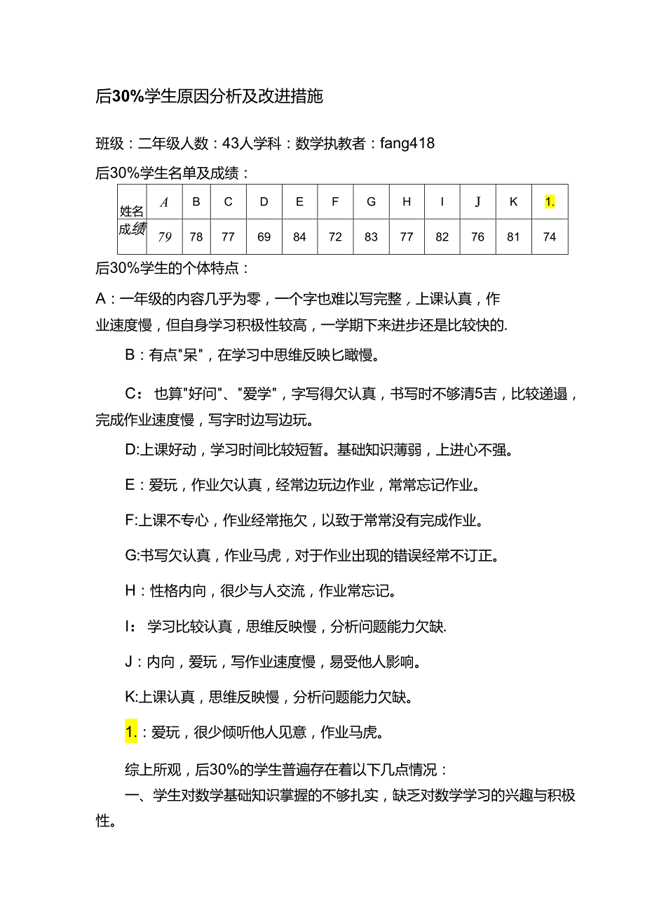 后30%学生原因分析及改进措施.docx_第1页