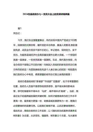 2024在县政府办七一党员大会上的党课讲稿两篇.docx