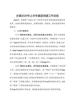 乡镇2024年上半年基层党建工作总结.docx