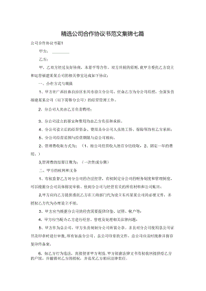 精选公司合作协议书范文集锦七篇.docx