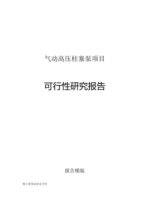 气动高压柱塞泵项目可行性研究报告申请报告.docx