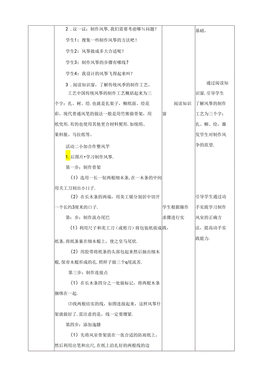 川民版劳动教育三上 第13课《制作风筝》教案.docx_第2页