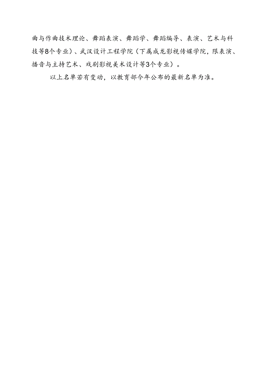 独立设置的本科艺术院校与参照独立设置本科艺术院校执行的高校及专业.docx_第2页