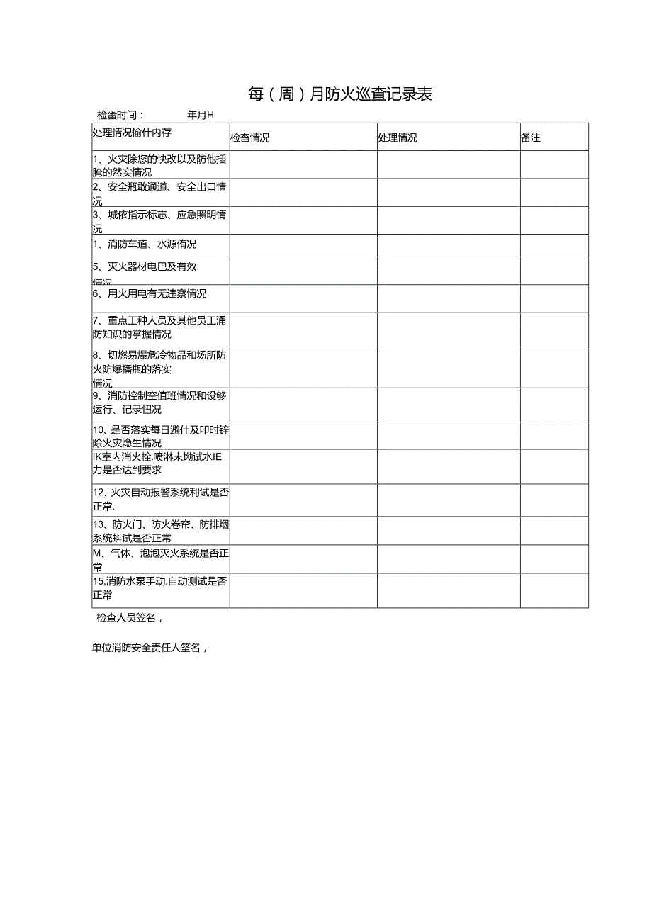 每（周）月防火巡查记录表.docx_第1页