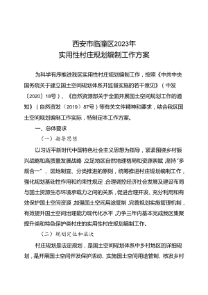 西安市临潼区2023年实用性村庄规划编制工作方案.docx