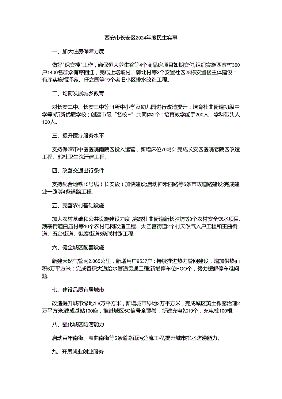 西安市长安区2024年度民生实事.docx_第1页