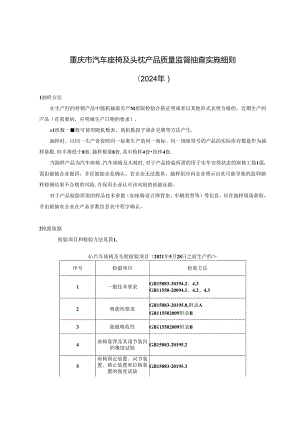 重庆市汽车座椅及头枕产品质量监督抽查实施细则（2024年）.docx