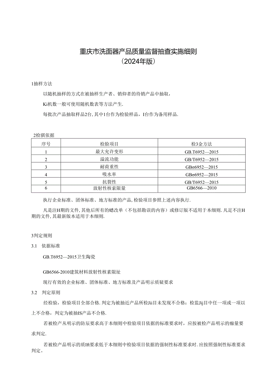 重庆市洗面器产品质量监督抽查实施细则（2024年版).docx_第1页