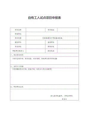 自有工人试点项目申报表.docx