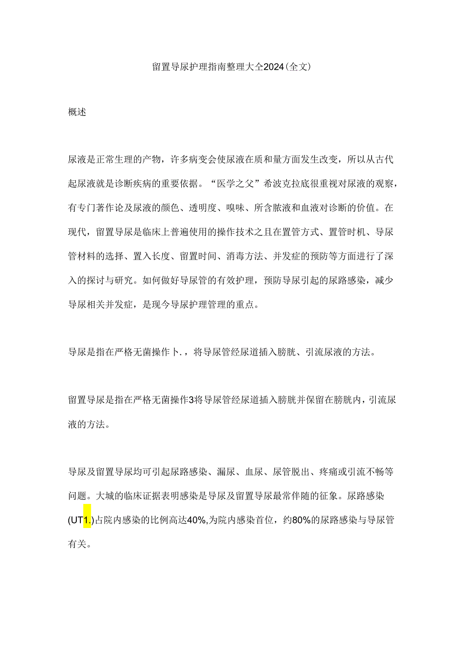 留置导尿护理指南整理大全2024（全文）.docx_第1页