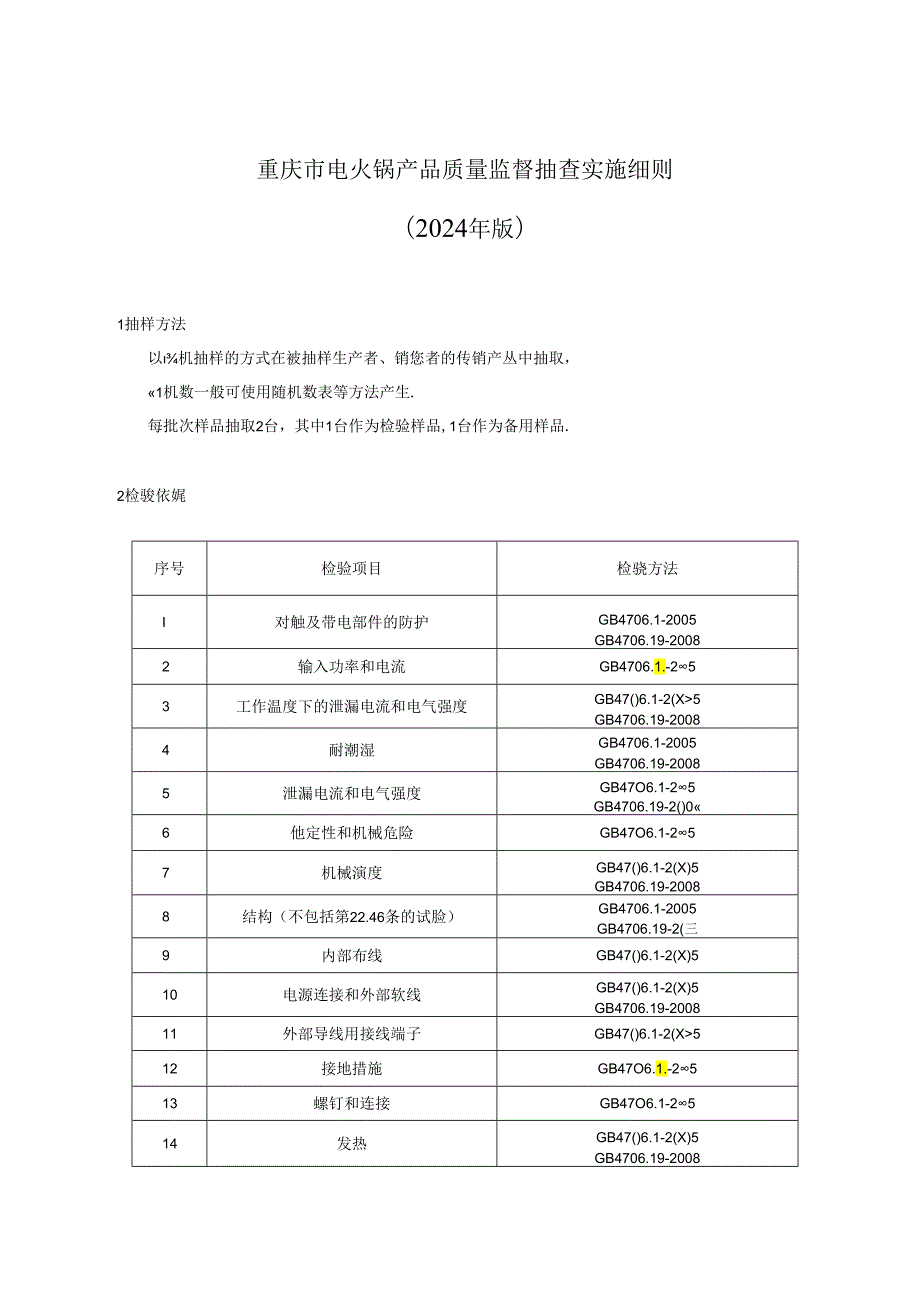 重庆市电火锅产品质量监督抽查实施细则（2024年版）.docx_第1页