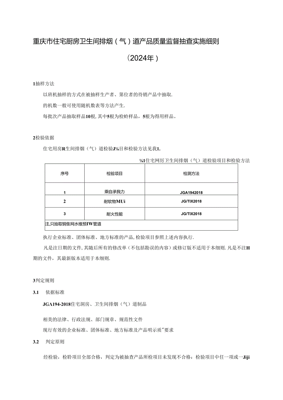 重庆市住宅厨房卫生间排气道产品质量监督抽查实施细则（2024年）.docx_第1页