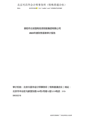 贵阳市云岩国有投资控股集团有限公司2023年度财务报表审计报告.docx