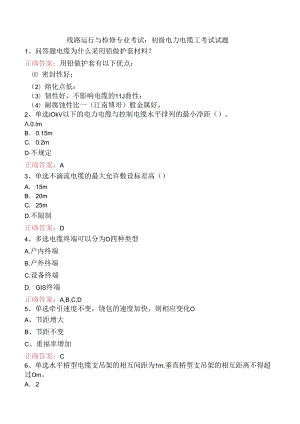 线路运行与检修专业考试：初级电力电缆工考试试题.docx