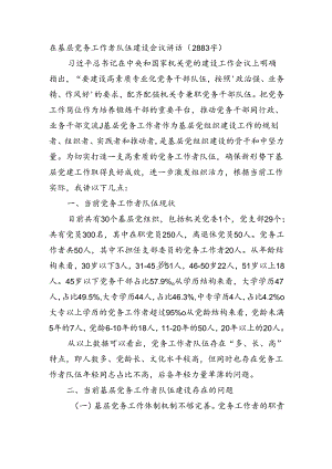 在基层党务工作者队伍建设会议讲话（2883字）.docx