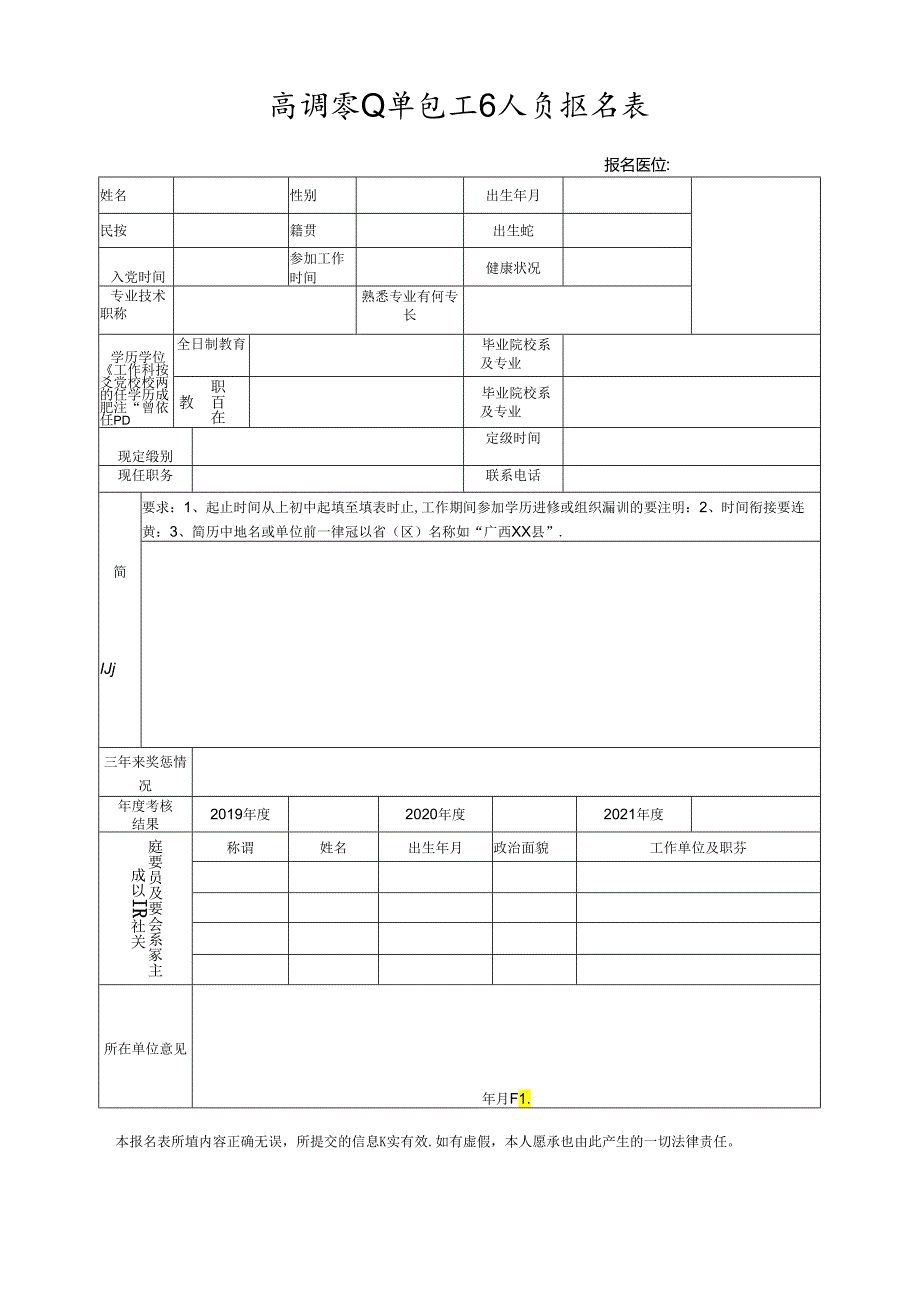 商调事业单位工作人员报名表.docx_第1页