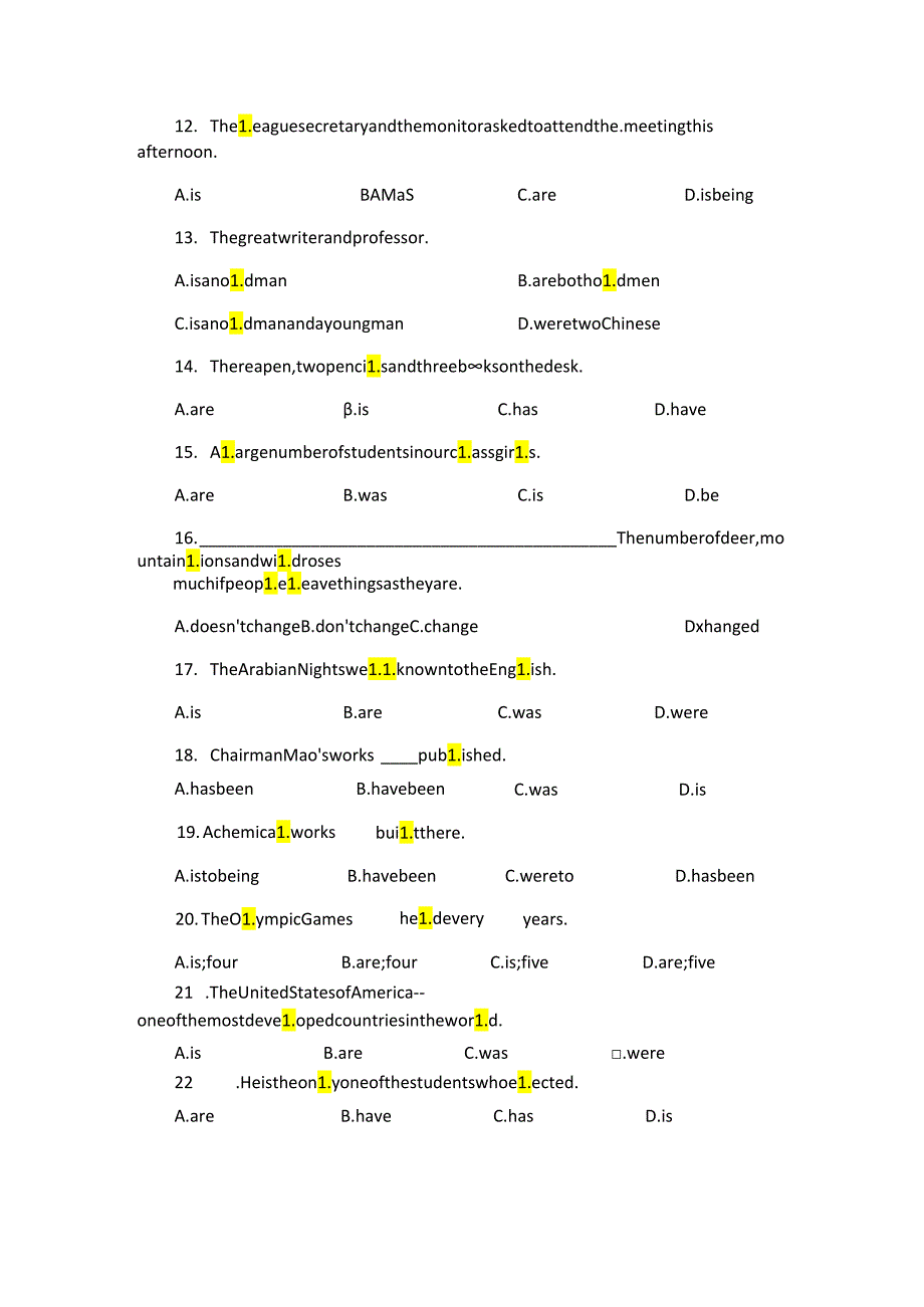 主谓一致练习及答案.docx_第2页