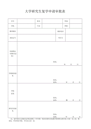 大学研究生复学申请审批表.docx