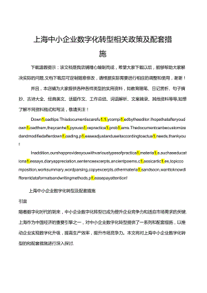 上海-中小企业数字化转型相关政策及配套措施.docx