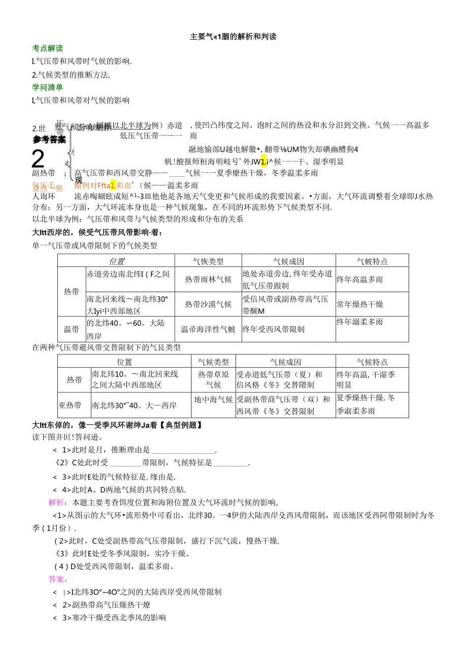 主要气候类型的解析和判读（知识讲解）.docx_第1页