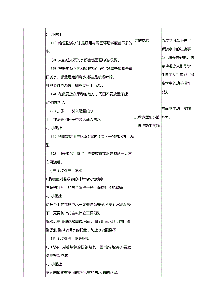 二年级下册劳动项目八《为植物浇水》教学设计-人教版.docx_第2页