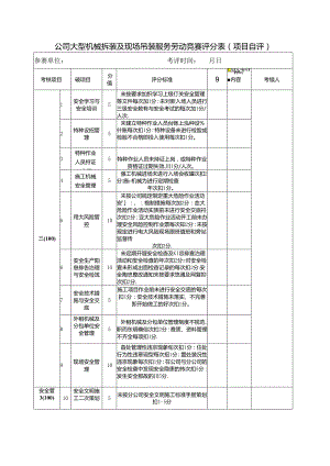 公司大型机械拆装及现场吊装服务劳动竞赛评分表（项目自评）.docx