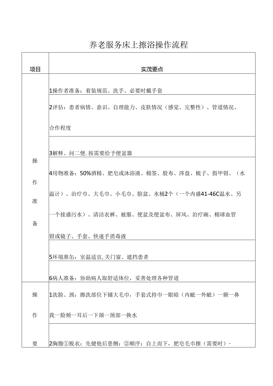 养老服务床上擦浴操作流程.docx_第1页