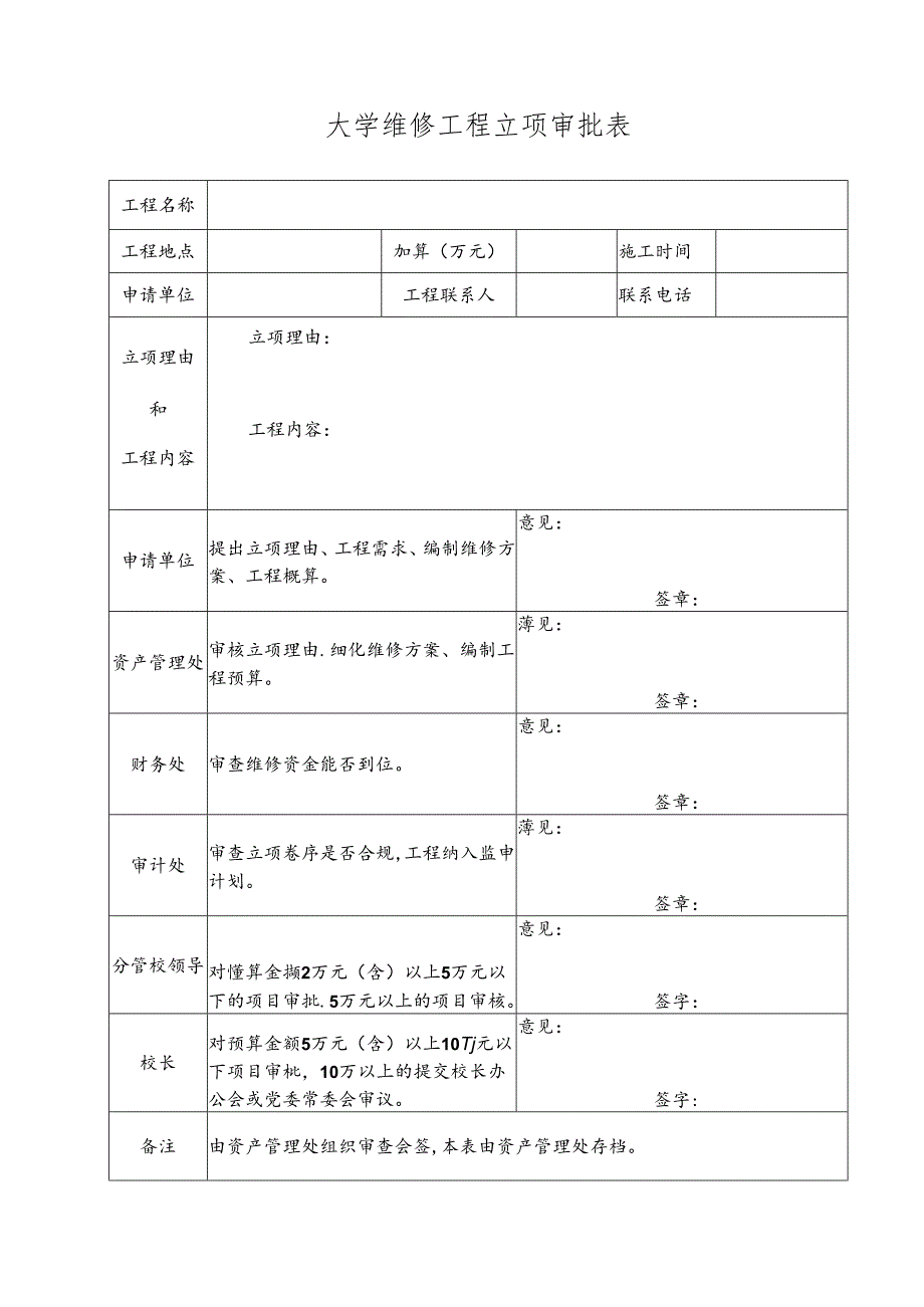 大学维修工程立项审批表.docx_第1页