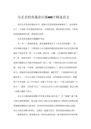 乌丢丢的奇遇读后感400字精选范文.docx