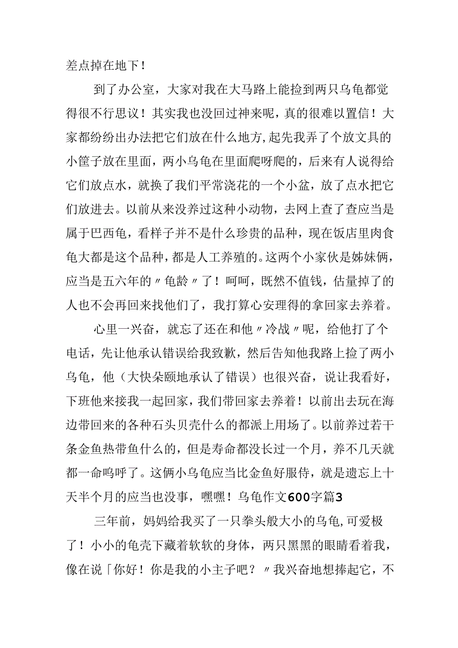 乌龟作文600字10篇.docx_第3页