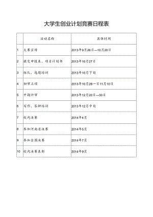 大学生创业计划竟赛日程表.docx