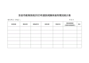 东安市教育系统2023年度新闻媒体宣传情况统计表.docx