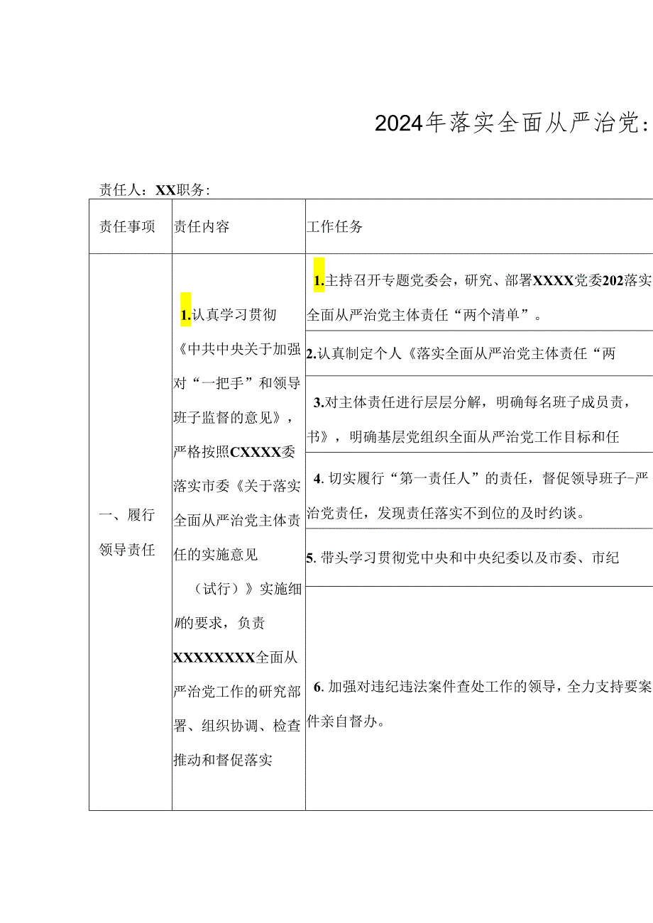 2024年落实全面从严治党主体责任.docx_第1页