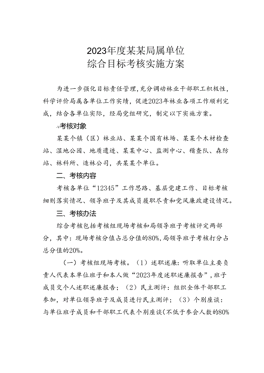 2023年度某某局属单位综合目标考核实施方案.docx_第1页