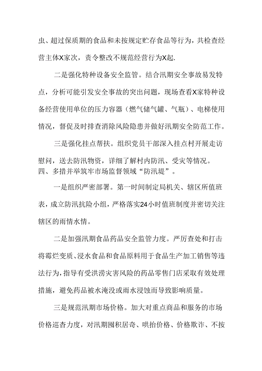 XX市场监管部门全力筑牢汛期安全防线工作亮点.docx_第3页