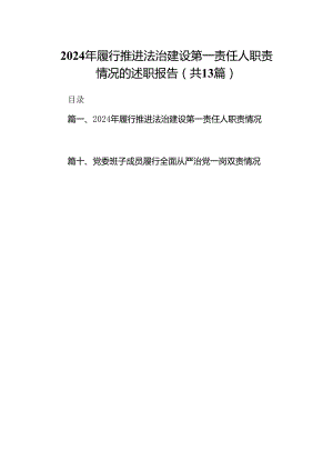 2024年履行推进法治建设第一责任人职责情况的述职报告优选13篇.docx