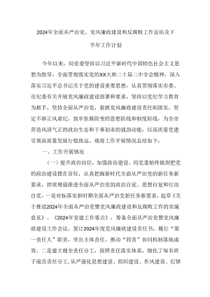 2024年全面从严治党、党风廉政建设和反腐败工作总结及下半年工作计划.docx