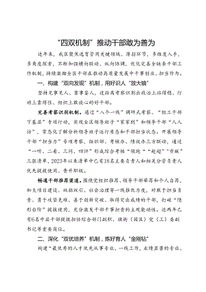 经验交流发言：“四双机制”推动干部敢为善为.docx