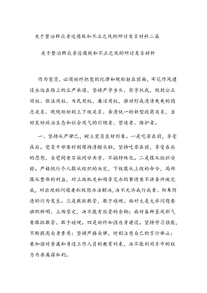 关于整治群众身边腐败和不正之风的研讨发言材料二篇.docx