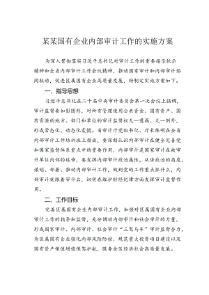 某某国有企业内部审计工作的实施方案.docx