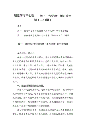 （11篇）理论学习中心组围绕“工作纪律”研讨发言稿样例.docx